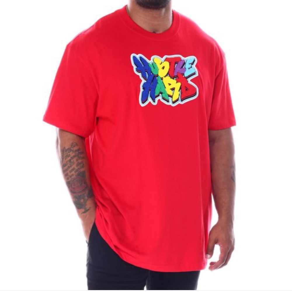 Hustle Hard Chenille Patch Tee Size:4x